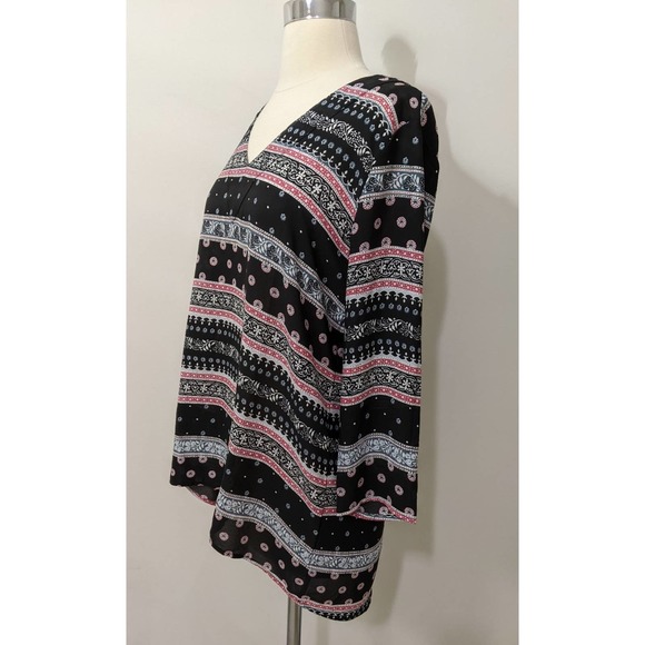 S SMALL New Ann taylor LOFT blouse Tunic Top floral flower multi red blue black - Picture 4 of 9